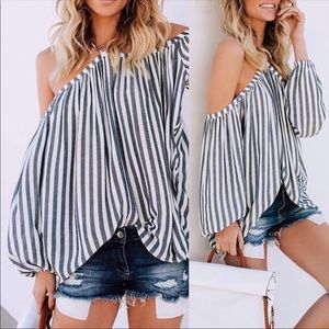 Striped Cold Shoulder Top